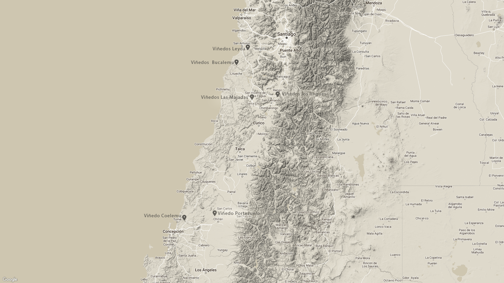 Viñedos Chile map